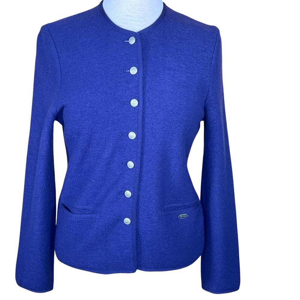 Geiger Women’s Dusty Purple Wool Button Front Cardigan Jacket EU38 US Medium